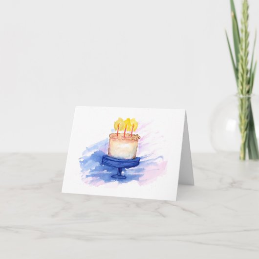 De Remerciements Carte d'anniversaire du gâteau d'aquarelle (Devant)