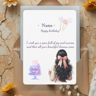 De Remerciements Carte d'anniversaire esthétique pour elle Fille
