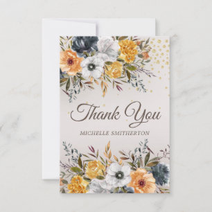 De Remerciements Carte d'anniversaire Fleurs Pailletées Bleu Marine