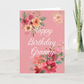 De Remerciements Carte d'anniversaire Floral Granny