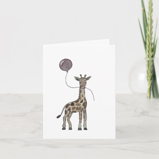 De Remerciements carte d'anniversaire girafe (Devant)