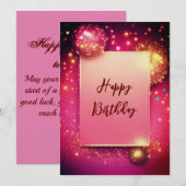 De Remerciements Carte d'anniversaire joyeuse et lumineuse. (Devant / Derrière)