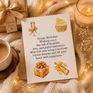 De Remerciements Carte d'anniversaire Luxe Or pour Elle Joyeux Él