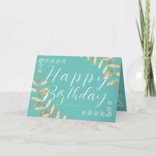 De Remerciements Carte d'anniversaire minimaliste Aqua (Devant)
