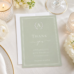 De Remerciements Carte d'anniversaire minimaliste avec monogramme v