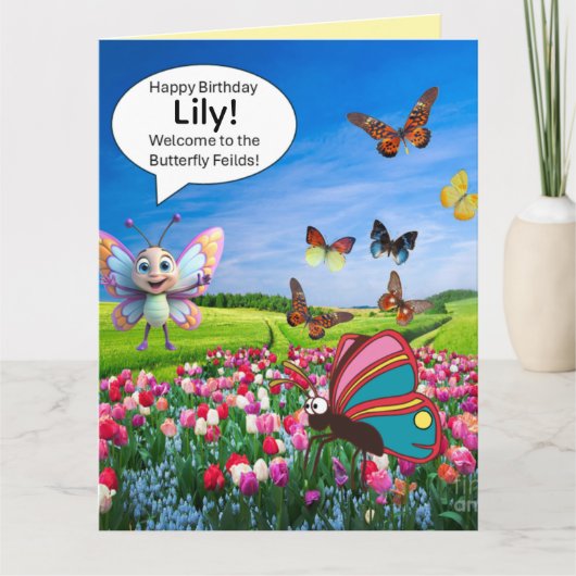 De Remerciements Carte d'anniversaire Papillon (Devant)