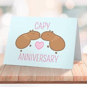 De Remerciements Carte d'anniversaire personnalisée Kissing Capybar