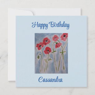De Remerciements Carte d'anniversaire plat Wild Red Poppies