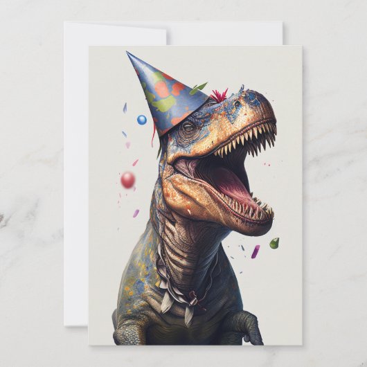 De Remerciements Carte d'anniversaire plate avec dinosaure T-Rex (Devant)