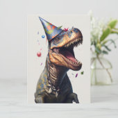 De Remerciements Carte d'anniversaire plate avec dinosaure T-Rex (Debout devant)