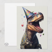 De Remerciements Carte d'anniversaire plate avec dinosaure T-Rex (Devant / Derrière)