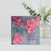 De Remerciements Carte d'anniversaire plate rose (Debout devant)