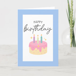 De Remerciements Carte d'anniversaire pliée avec bordure bleue