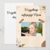 De Remerciements Carte d'anniversaire polonaise (Devant / Derrière)