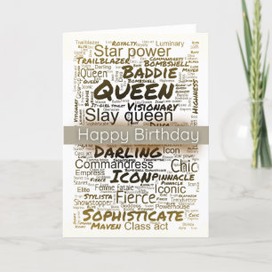 De Remerciements Carte d'anniversaire Queen, Black Birthday Card
