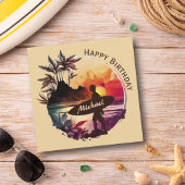 De Remerciements Carte d'anniversaire Retro Surfer Sunset Beach