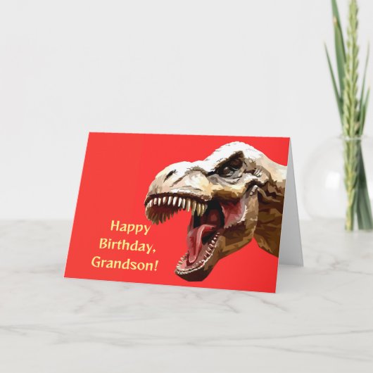 DE REMERCIEMENTS CARTE D'ANNIVERSAIRE ROARING T-REX GRANDSON (Devant)