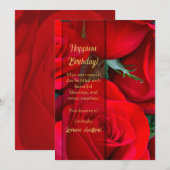 De Remerciements Carte d'anniversaire romantique Red Rose (Devant / Derrière)