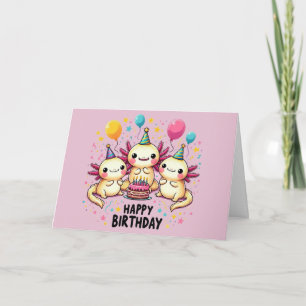 De Remerciements Carte d'anniversaire rose axolotl mignon