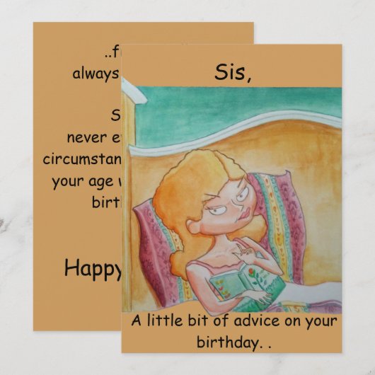 De Remerciements Carte d'anniversaire soeur (Devant / Derrière)