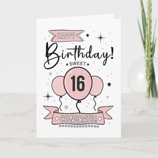 De Remerciements Carte d'anniversaire Sweet 16 (Devant)