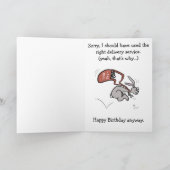 De Remerciements Carte d'anniversaire tardive Hare Mail (Intérieur)