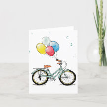 Carte d'anniversaire Vintage Vélo Aquarelle