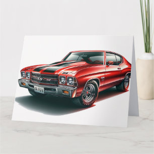 DE REMERCIEMENTS CARTE D'ANNIVERSAIRE VOITURE MUSCLÉE ROUGE