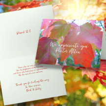 Carte d'appréciation du pasteur