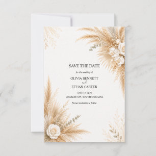 De Remerciements Carte d'attente élégante Orchidée Blanche Pampas