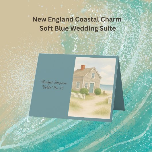 De Remerciements carte d'hôte chic Cape Cod Coastal Soft Blue Maria