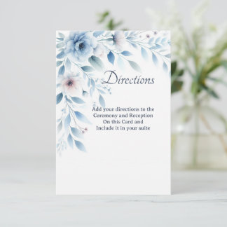 De Remerciements Carte d'Instructions Florale Bleue Élégante inclus