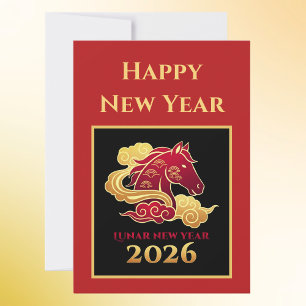 De Remerciements Carte du Nouvel An lunaire du Cheval 2026 chinois