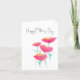 De Remerciements Carte Fête des Mères en Aquarelle rose