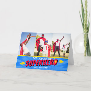 De Remerciements Carte Fête des Pères Photo Super Héros Rétro 3