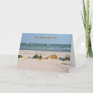 De Remerciements Carte Fête du Travail avec Plage & Bateaux