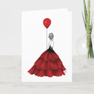 De Remerciements Carte fille illustrée moderne rouge et noire