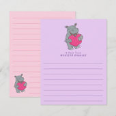 De Remerciements Carte fixe Hippo Kid's mignonne Valentine's Day (Devant / Derrière)