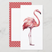 De Remerciements Carte Flamant rose aquarelle (Devant / Derrière)