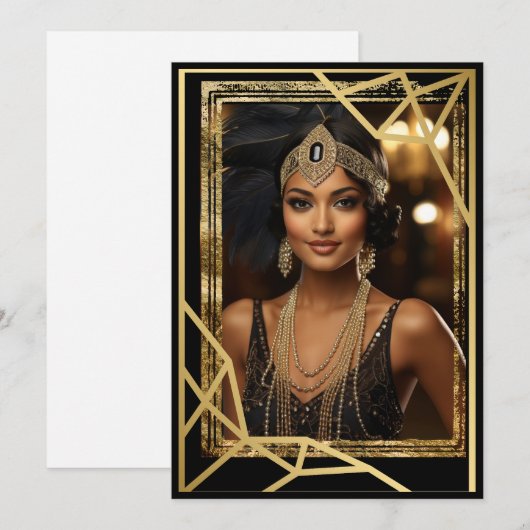 De Remerciements Carte Flapper Twenties Roaring (Devant / Derrière)