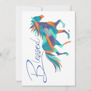 De Remerciements Carte Flat Turquoise Bienheureux Cheval par Sherry