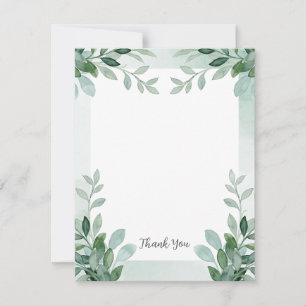 De Remerciements Carte florale aquarelle verte et blanche