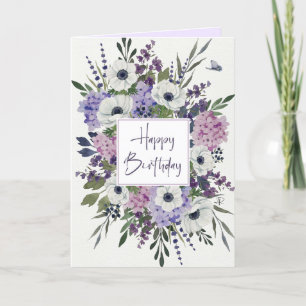 De Remerciements Carte florale mauve-violet illustrée