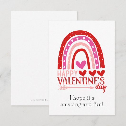 De Remerciements Carte Heureuse Sainte-Valentin Red Rainbow (Devant / Derrière)