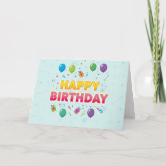 De Remerciements Carte Joyeux Anniversaire Ballon & Cadeaux Colorés