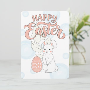 De Remerciements Carte Joyeux Pâques   Lapin Mignon et Œuf Pastel