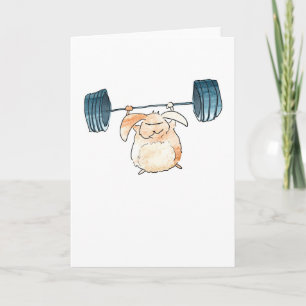De Remerciements Carte lapin haltérophile