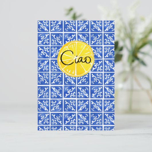 De Remerciements Carte "Lemon & Tile Hello" en italien : "Ciao" (Debout devant)