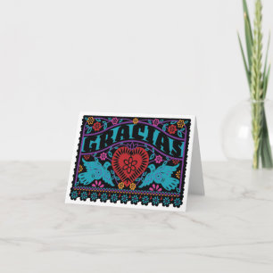 De Remerciements Carte Lovebirds Papel Picado Note avec des couleur