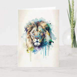 De Remerciements Carte Majestic Watercolor Lion